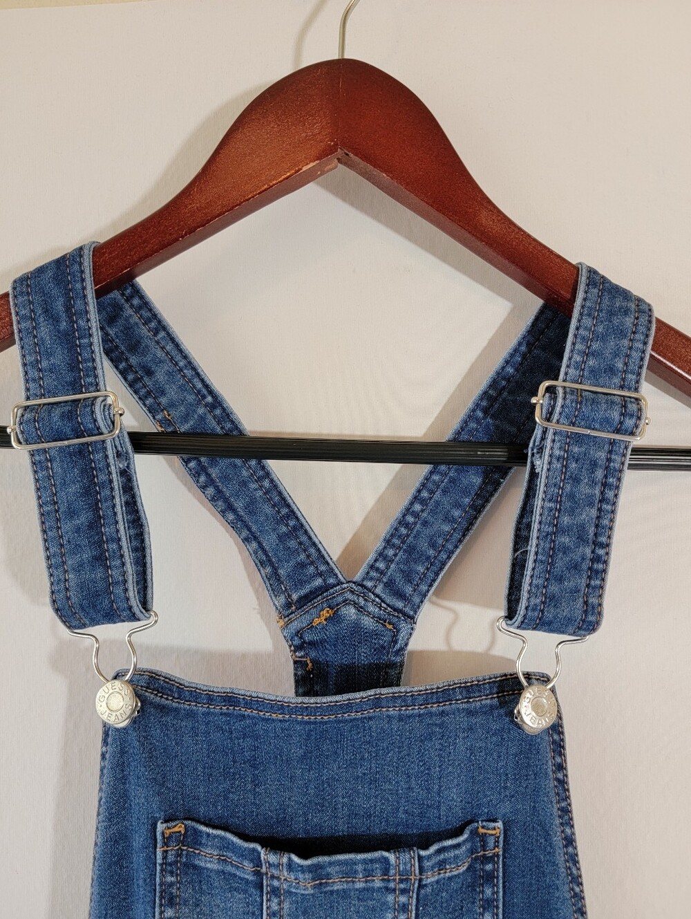 Vintage GUESS Denim Overalls Sz S Distressed Jogger Drawstring Bib Y2K Grunge 90 - Picture 3 of 12